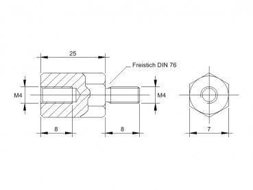 Zeichnung Abstandsbolzen M4x25
