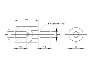 Zeichnung Abstandsbolzen M5x40