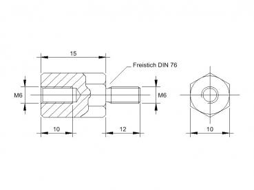Zeichnung Abstandsbolzen M6x15