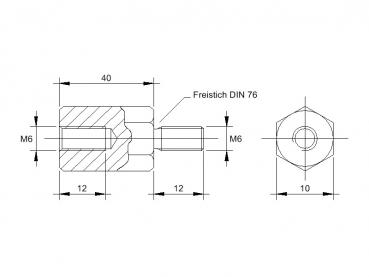 Zeichnung Abstandsbolzen M6x35