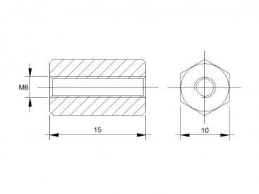 Abstandsbolzen M6x15 Innen- /Innengewinde