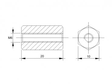 Maßblatt Abstandsbolzen M6x20mm II