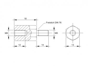 Zeichnung Abstandsbolzen M8x18
